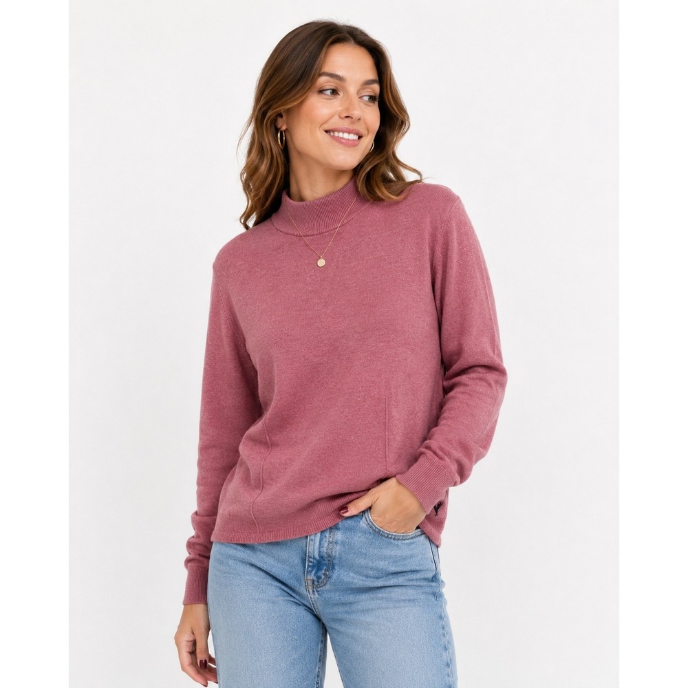 Woolrich Mock Neck Sweater Women XL Cotton Pink Heritage Minimalist Classic